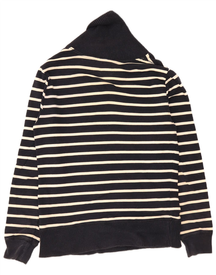 Zara Suéter masculino com gola xale médio listrado azul marinho