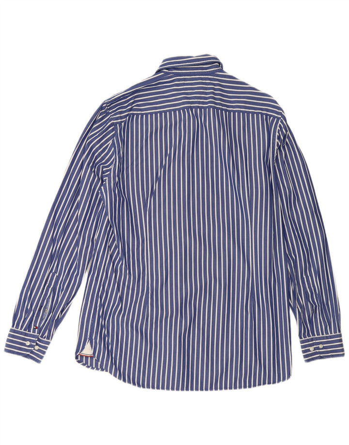 Camisa masculina Tommy Hilfiger grande algodão listrado azul