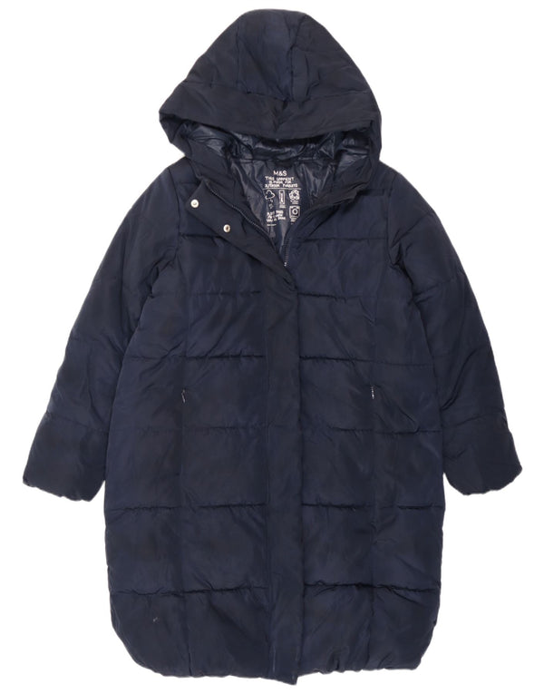 Casaco acolchoado com capuz para meninas Marks & Spencer 11-12 anos azul marinho poliéster