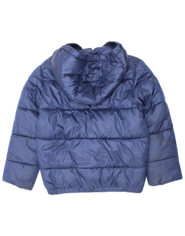 Jaqueta acolchoada com capuz para meninos vintage 5-6 anos de poliéster azul marinho