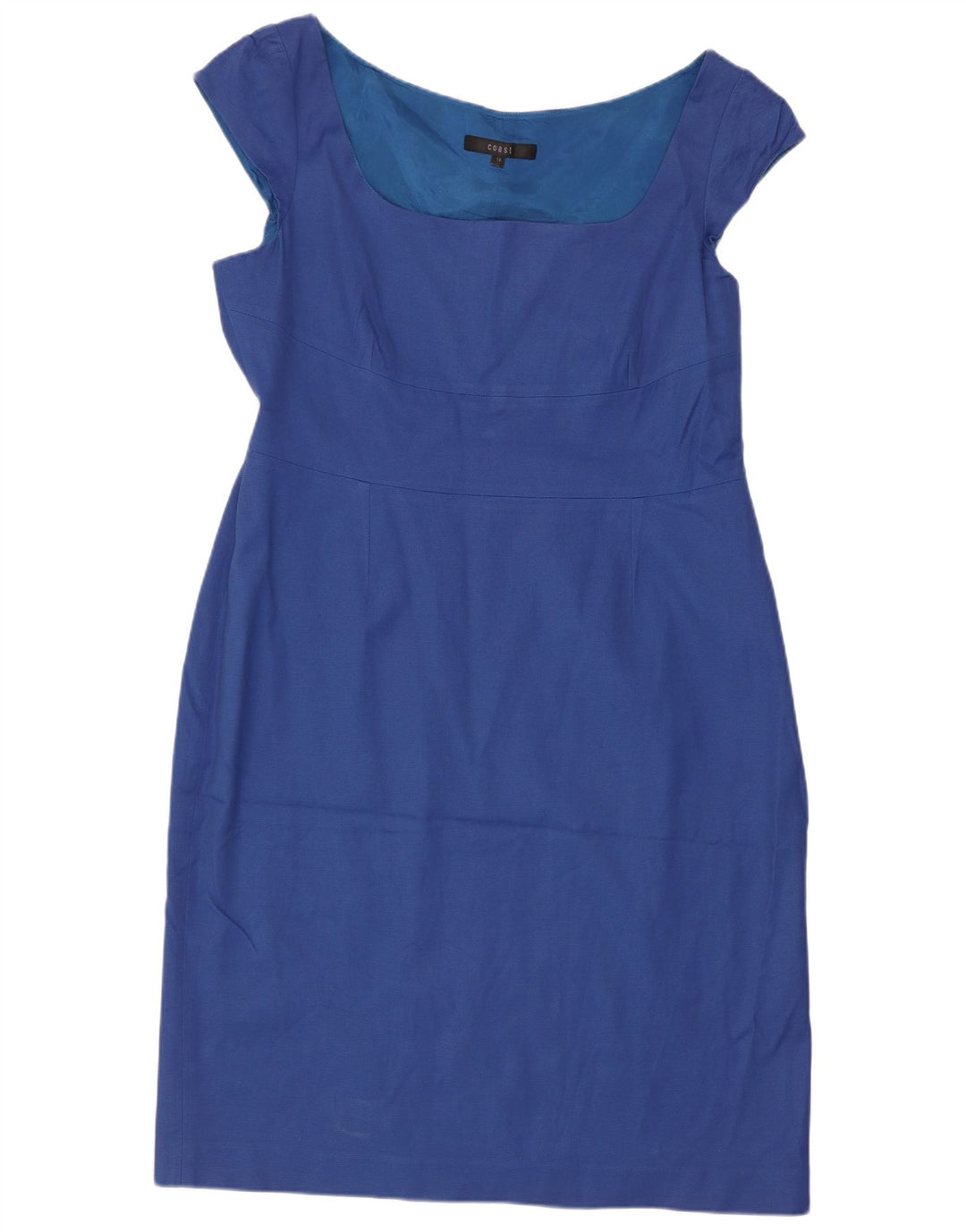 Vestido bainha feminino Coast UK 16 grande algodão azul