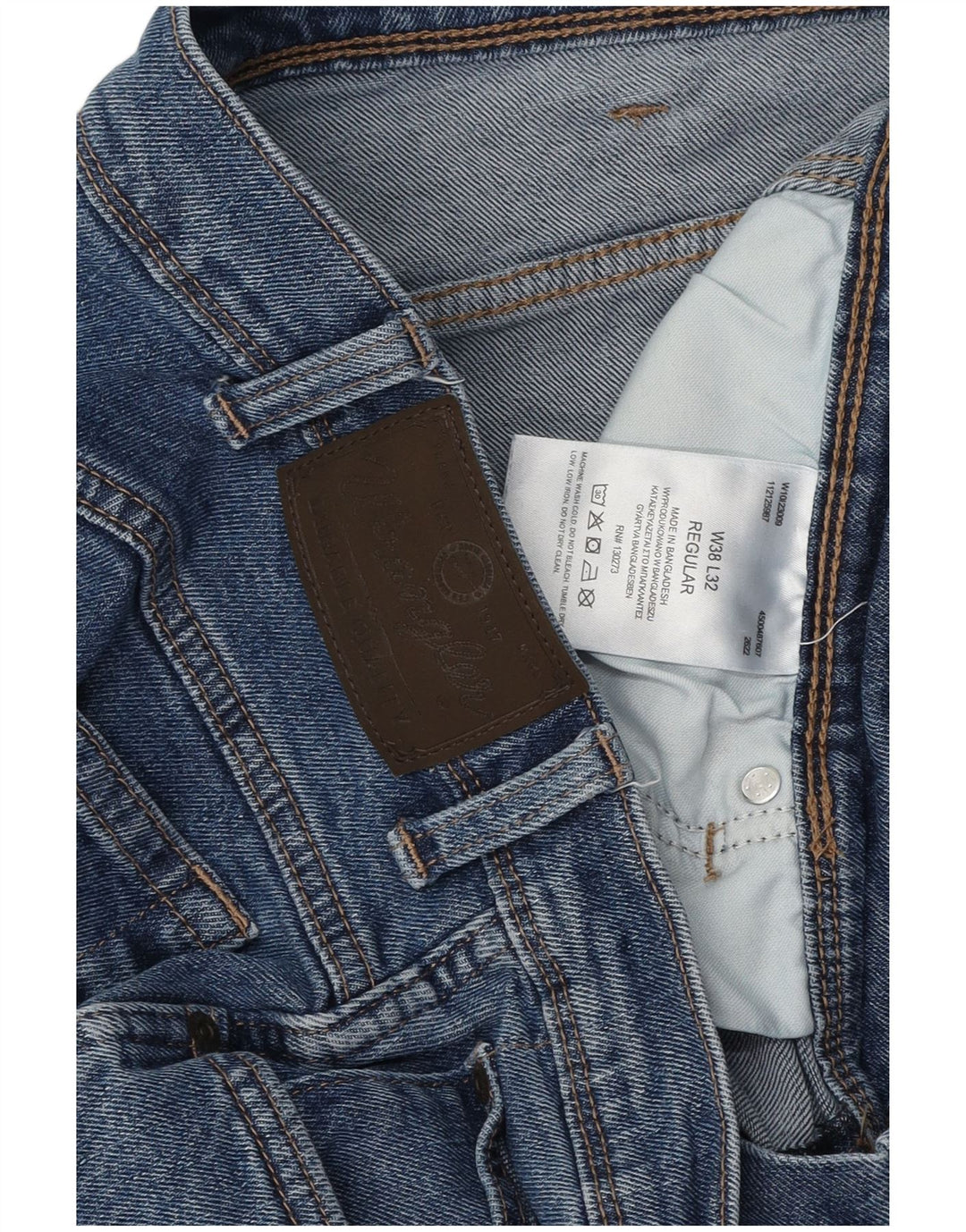 Calça jeans reta masculina WRANGLER regular fit W38 L32 algodão azul