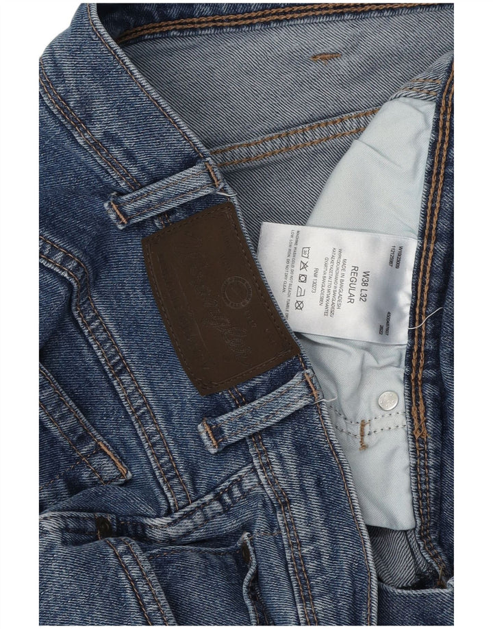 Calça jeans reta masculina WRANGLER regular fit W38 L32 algodão azul