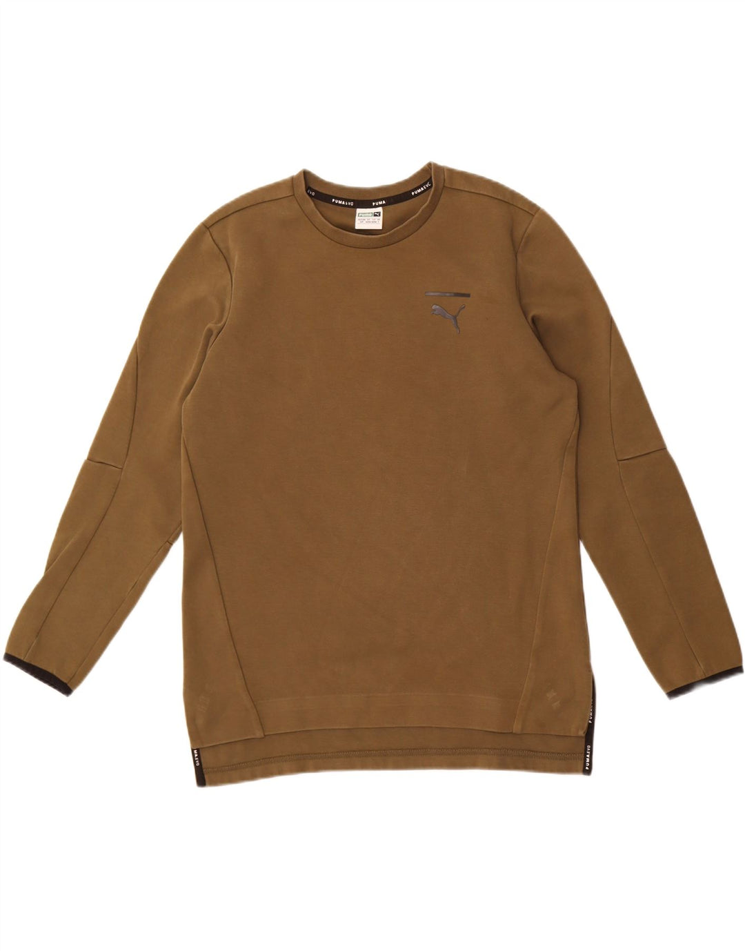 Puma Mens Graphic Moletom Jumper Pequeno Algodão Cáqui