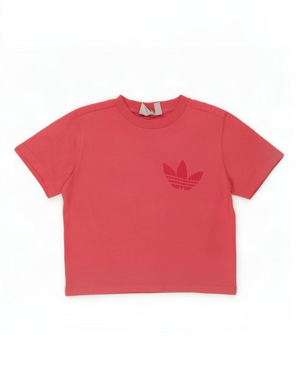 Camiseta Adidas Feminina Crop Graphic Top UK 10 Pequeno Algodão Rosa