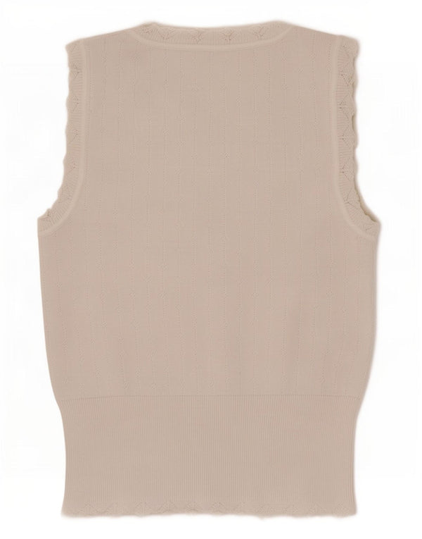 Colete feminino Zara UK 12 viscose branca média