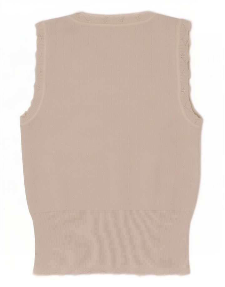Colete feminino Zara UK 12 viscose branca média