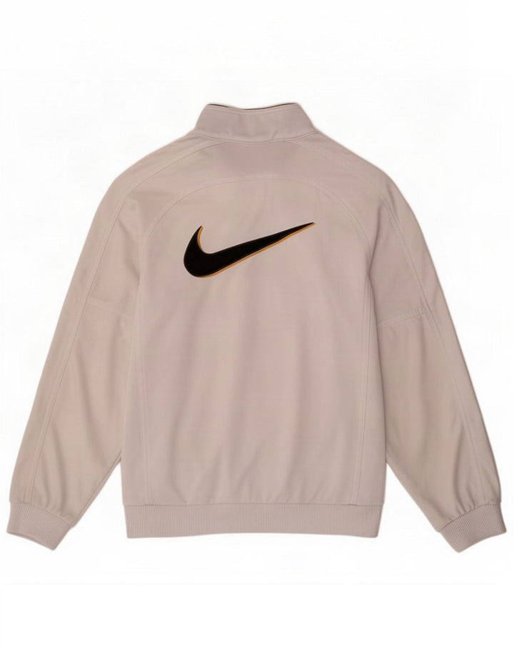 Jaqueta superior de agasalho gráfico Nike Boys 12-13 anos grande poliéster branco