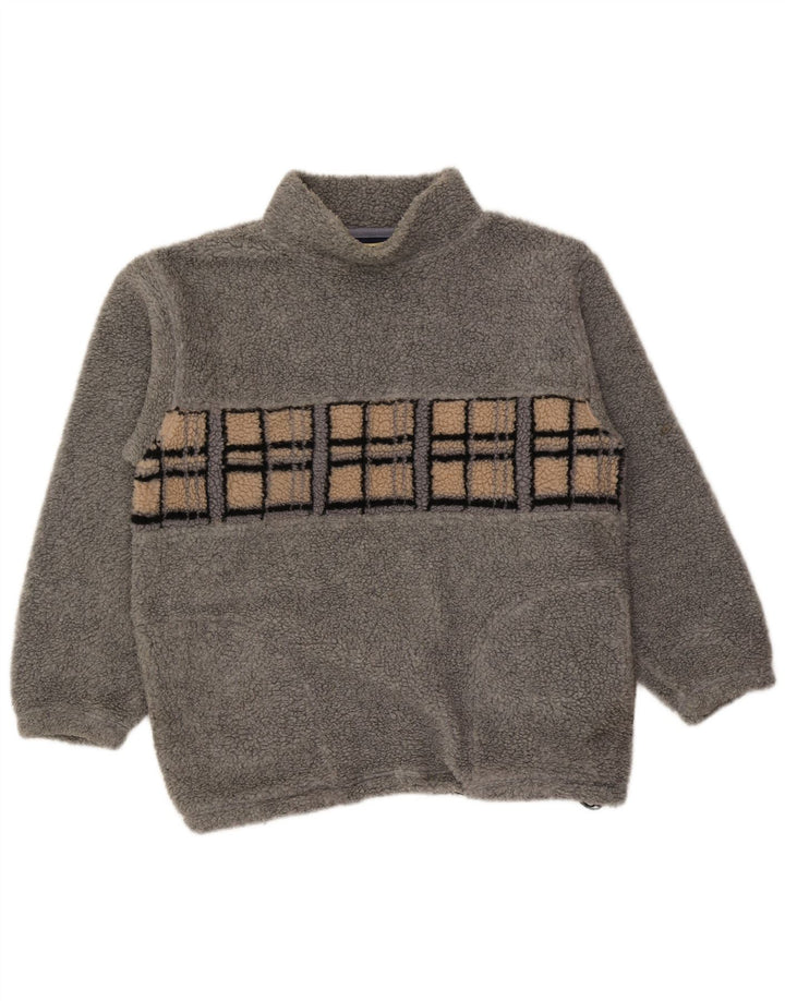 Suéter de lã masculino vintage médio cinza geométrico