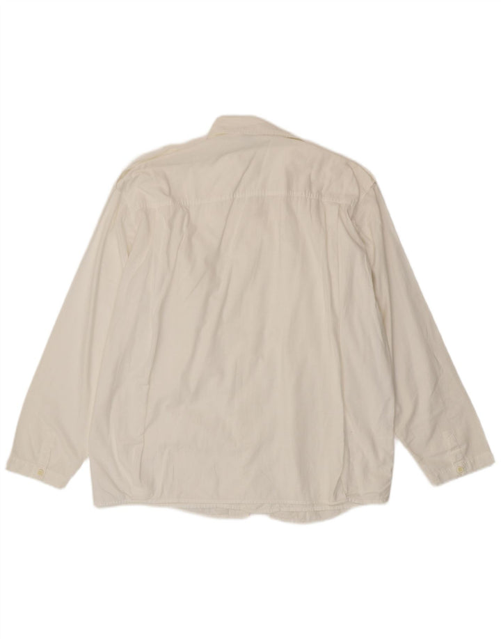 Camisa militar masculina Benetton de algodão branco médio