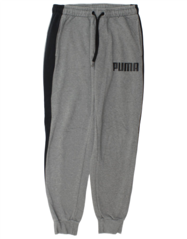 Calça esportiva masculina Puma Graphic Joggers cinza médio colorblock