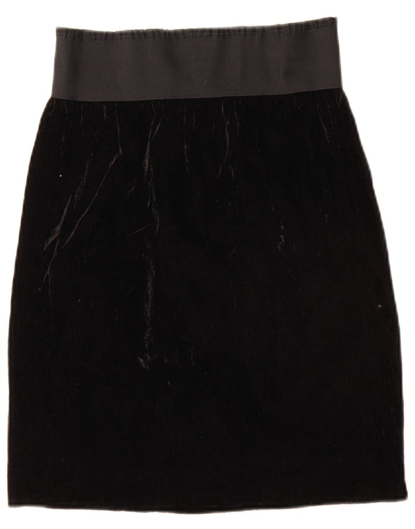 Saia feminina vintage de veludo linha A W28 médio preto