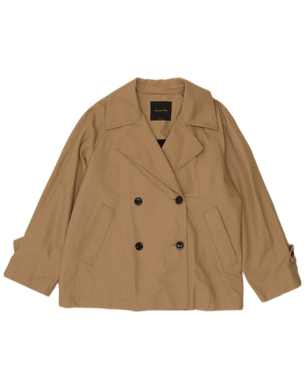 Trench coat feminino curto oversized Massimo Dutti Reino Unido 14 algodão bege médio