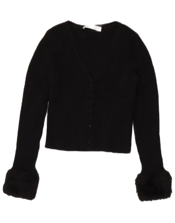 Suéter cardigã feminino Zara Reino Unido 8 pequeno preto viscose