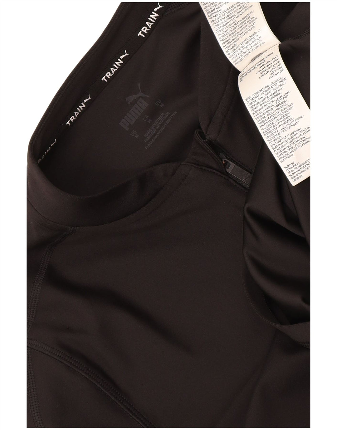Puma Womens Crop Zip Neck Pullover Treino Top Reino Unido 12 Médio Preto