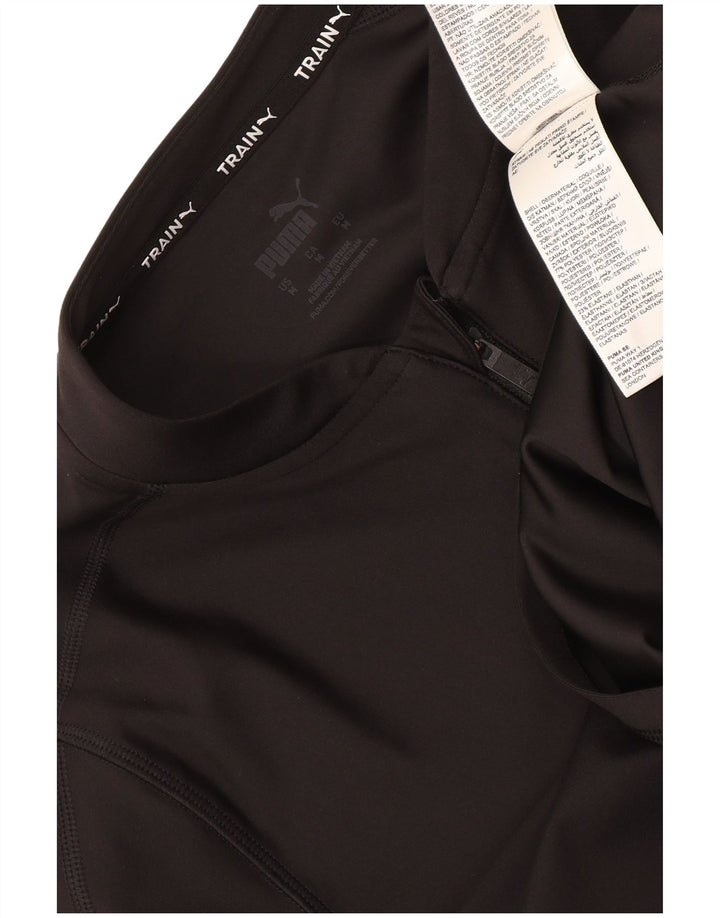 Puma Womens Crop Zip Neck Pullover Treino Top Reino Unido 12 Médio Preto