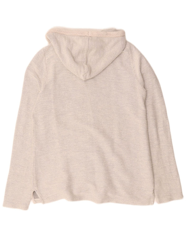 Suéter feminino com capuz e zíper Fat Face UK 14 algodão cinza grande