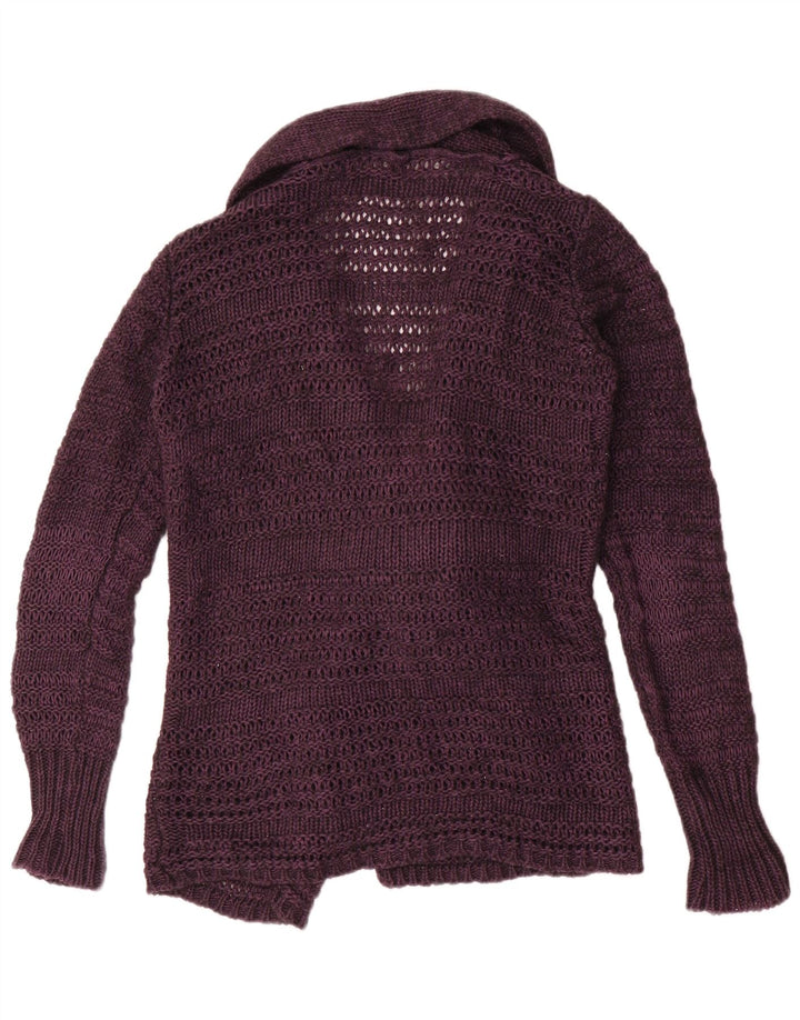 Suéter cardigã feminino Zara UK 14 acrílico roxo médio