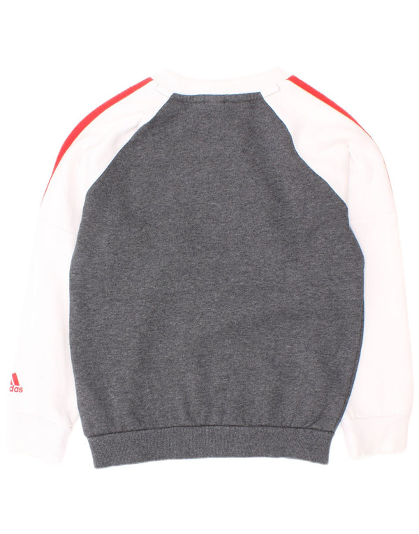 Adidas Meninos Moletom Gráfico Jumper 5-6 Anos Branco Colorblock Algodão