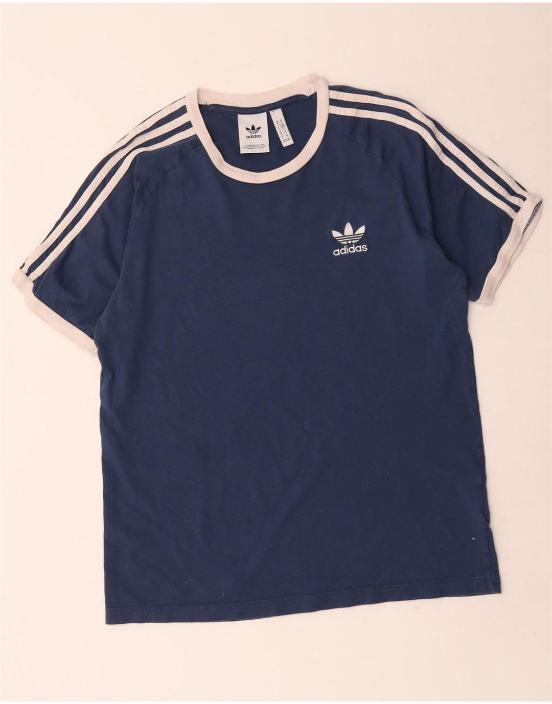 Adidas Mens Camiseta Top Médio Algodão Azul Marinho