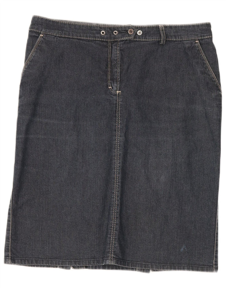Saia jeans feminina TRUSSARDI IT 46 grande W32 algodão azul marinho