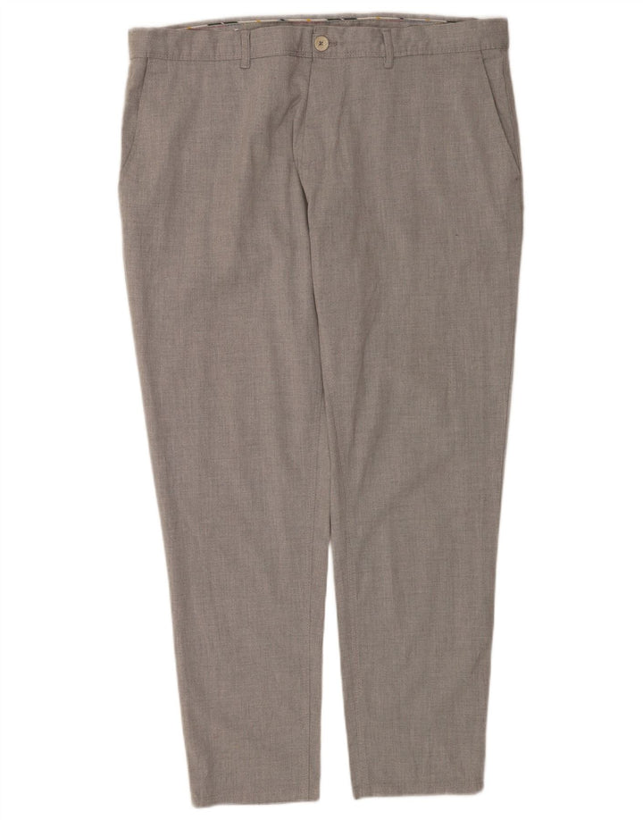 Zara Mens Slim Chino Calças EU 48 XL W38 L29 Cinza Poliéster