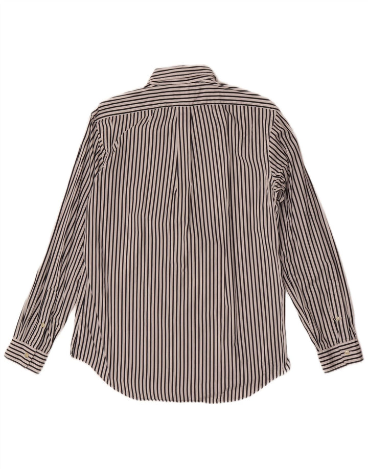 Camisa masculina Ralph Lauren de algodão listrado branco médio