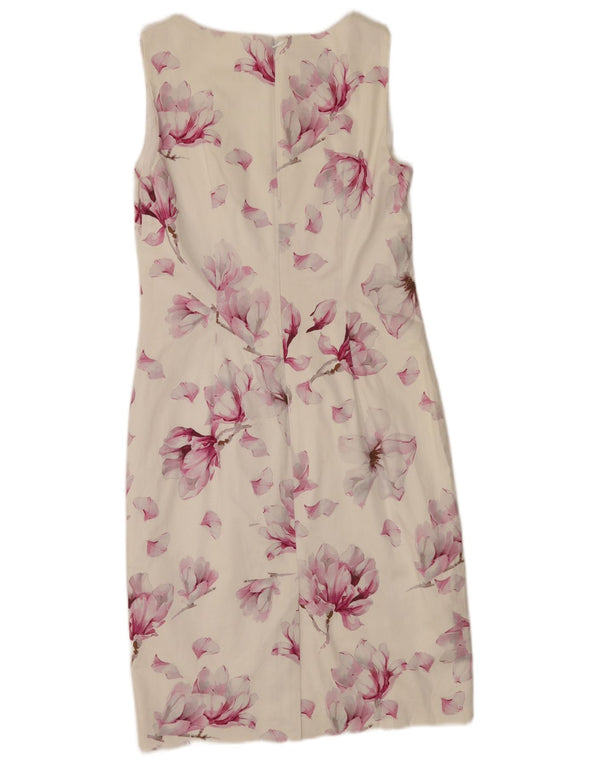 Hobbs Womens Sleeveless Sheath Dress UK 10 Small White Floral Cotton