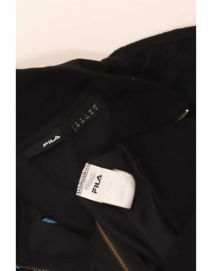 Fila Womens Graphic Tracksuit Top Jacket UK 12 Médio Algodão Preto
