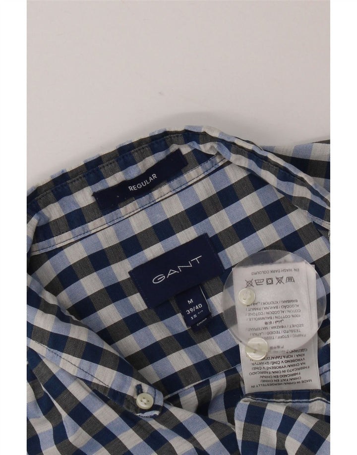 Camisa masculina Gant Regular Fit tamanho 39/40 15 1/2 algodão guingão azul médio