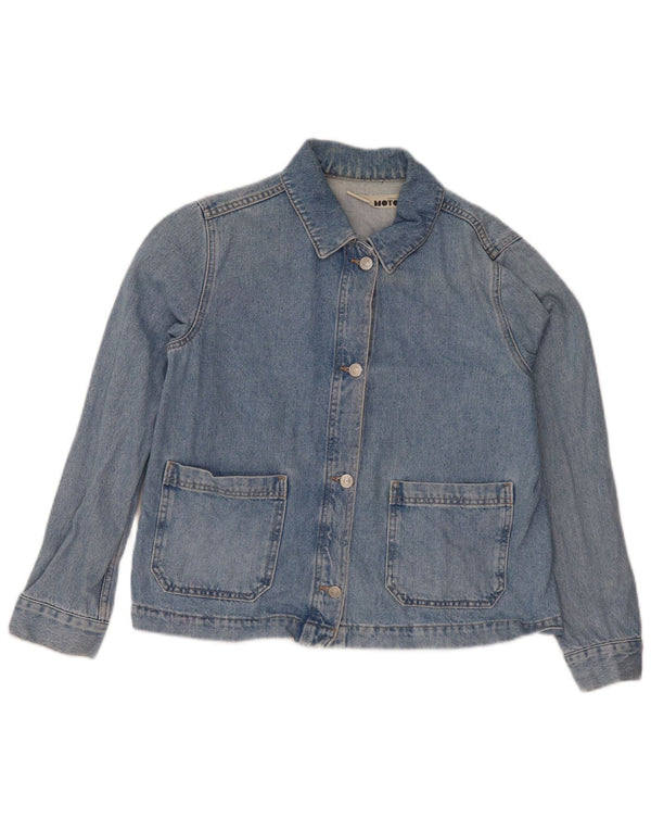 Jaqueta jeans feminina Topshop Reino Unido 8 algodão azul pequeno