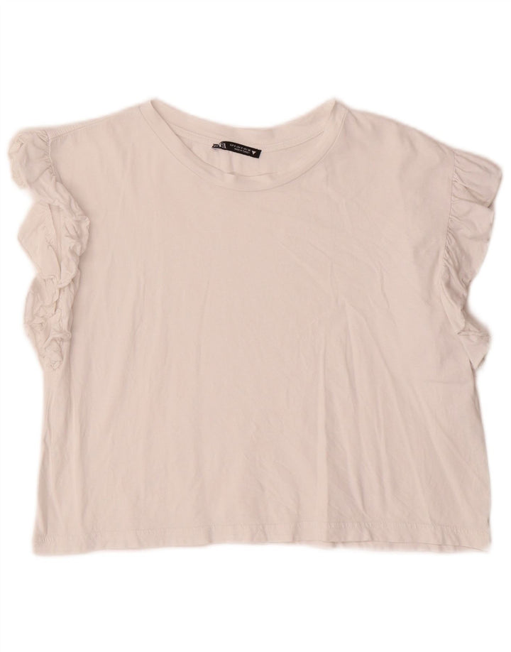 Blusa cropped feminina ZARA UK 10 pequena off white