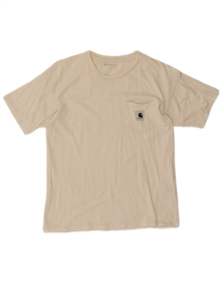 Camiseta masculina Carhartt pequena de algodão branco