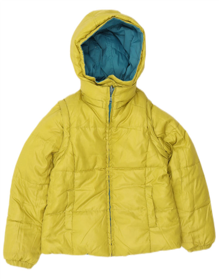 Casaco acolchoado reversível com capuz para menina Benetton 7-8 anos azul médio
