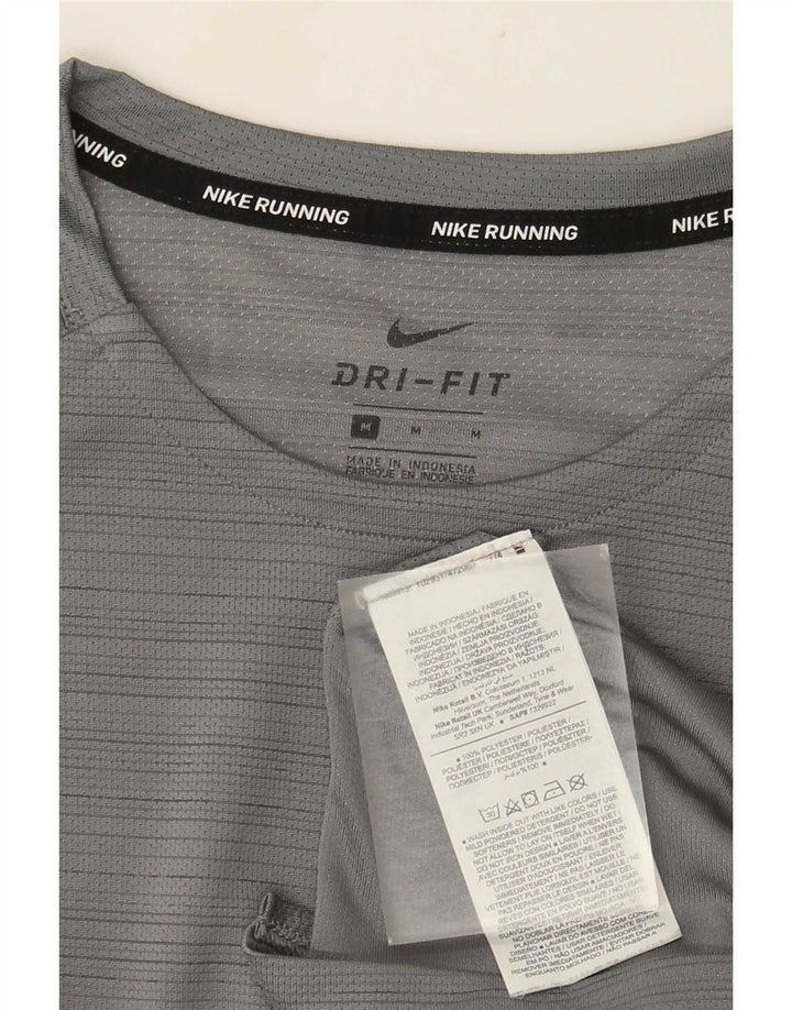 Camiseta masculina Nike Dri Fit Top cinza médio listrado poliéster