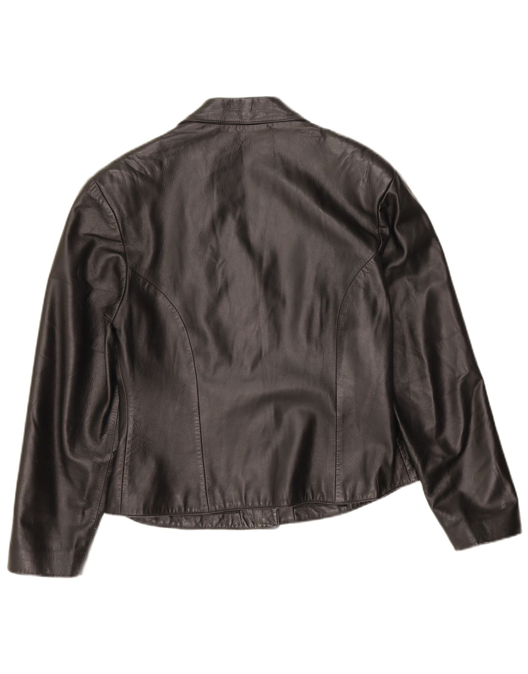 Jaqueta blazer de couro feminina vintage com 3 botões IT 46 couro preto grande