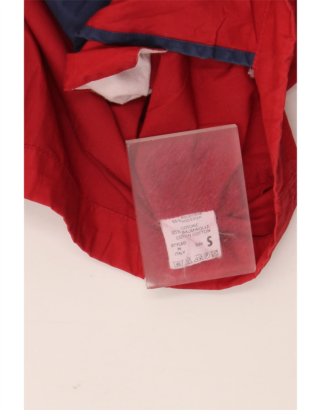 Jaqueta utilitária de ajuste fraco com capuz para homens vintage poliéster vermelho pequeno Reino Unido 36