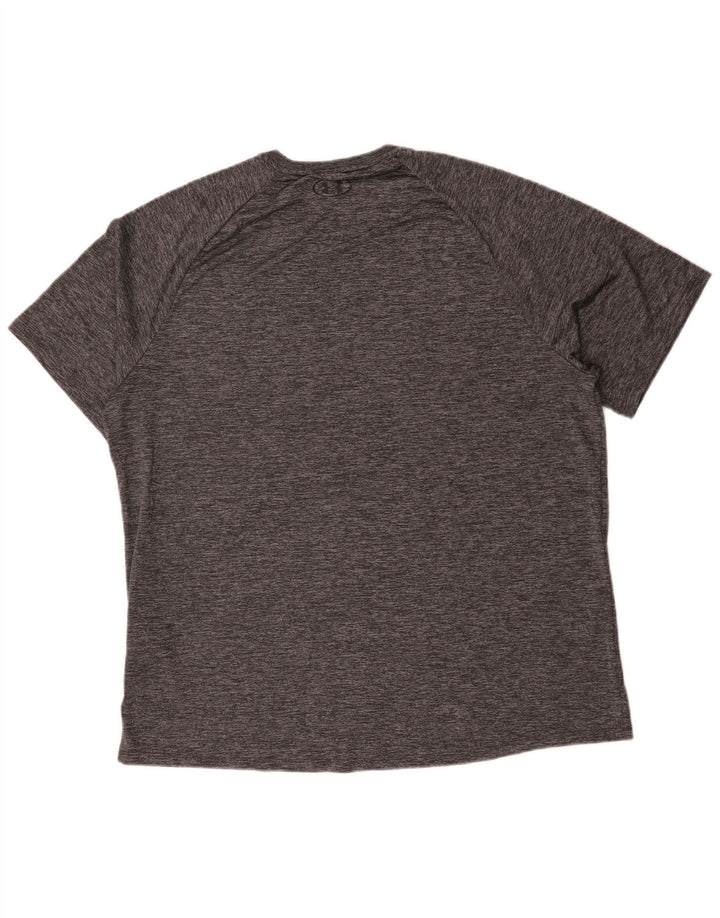 Camiseta masculina Under Armour Top 2XL poliéster manchado cinza