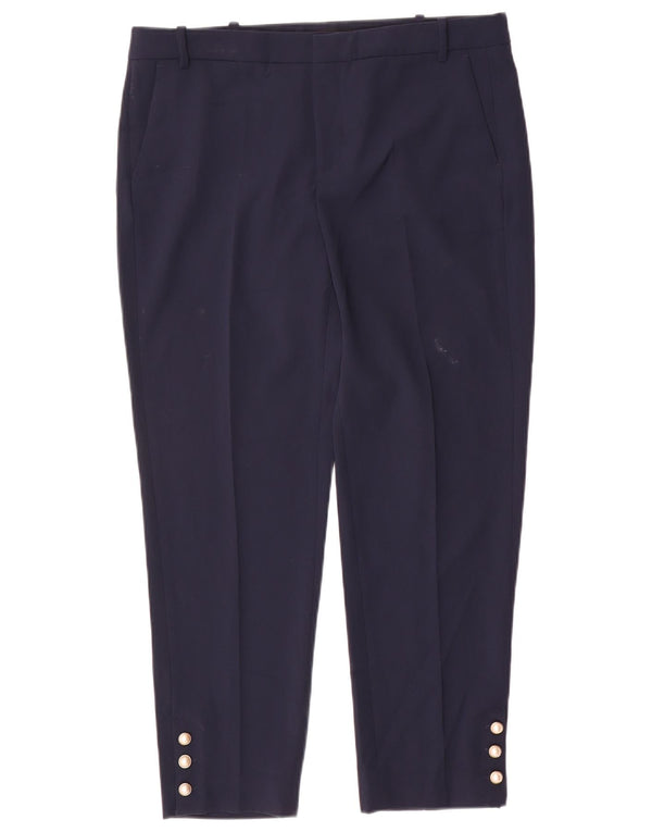 Zara Calça feminina slim cortada grande W34 L26 azul marinho