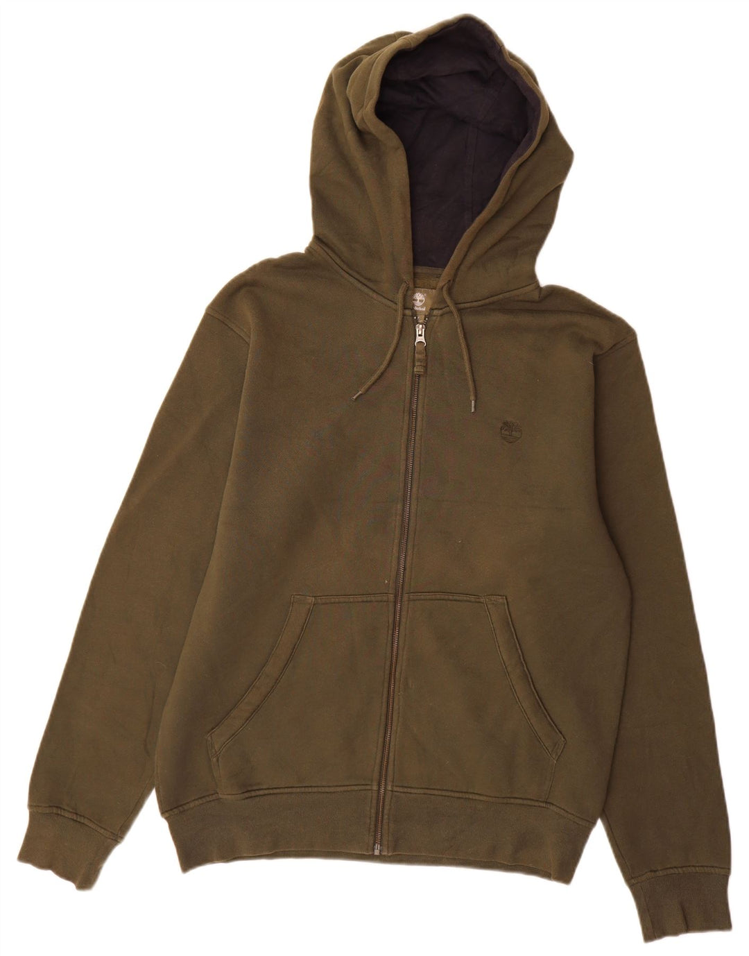 Suéter masculino Timberland Regular Fit Zip com capuz de algodão cáqui médio