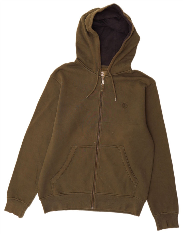 Suéter masculino Timberland Regular Fit Zip com capuz de algodão cáqui médio