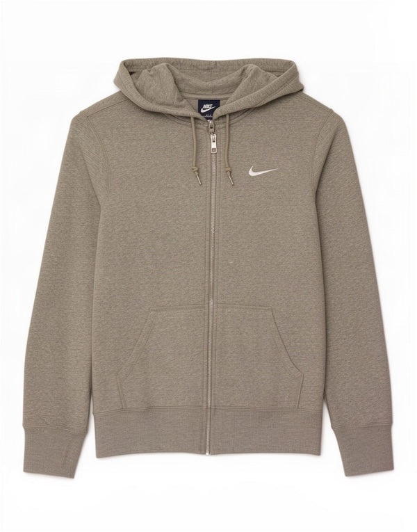 Suéter masculino Nike com capuz e zíper pequeno algodão manchado cinza