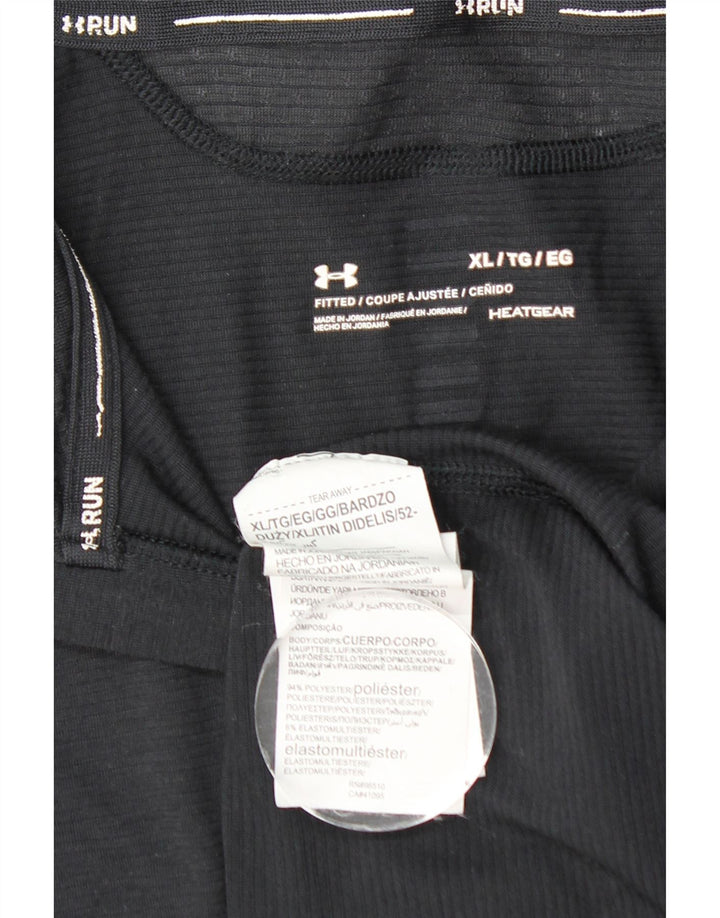 UNDER ARMOUR Mens Heat Gear Zip Neck Pulôver Treino Top XL Preto