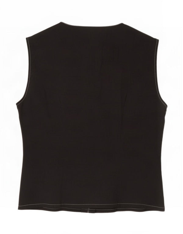 Blusa feminina vintage sem mangas IT 42 seda cinza médio