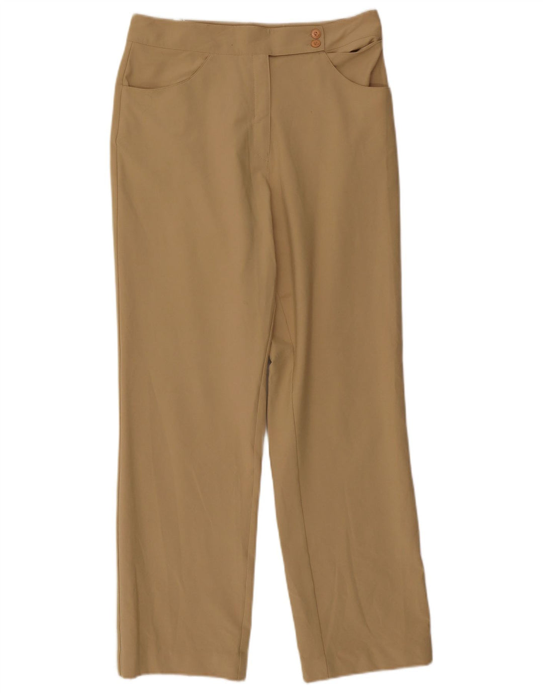 Calça feminina casual reta Rohan Reino Unido 14 médio W30 L29 poliéster bege