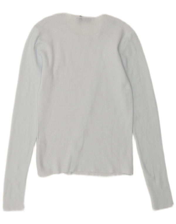 Zara Cardigan Crop Feminino Top UK 10 Pequeno Azul Nylon