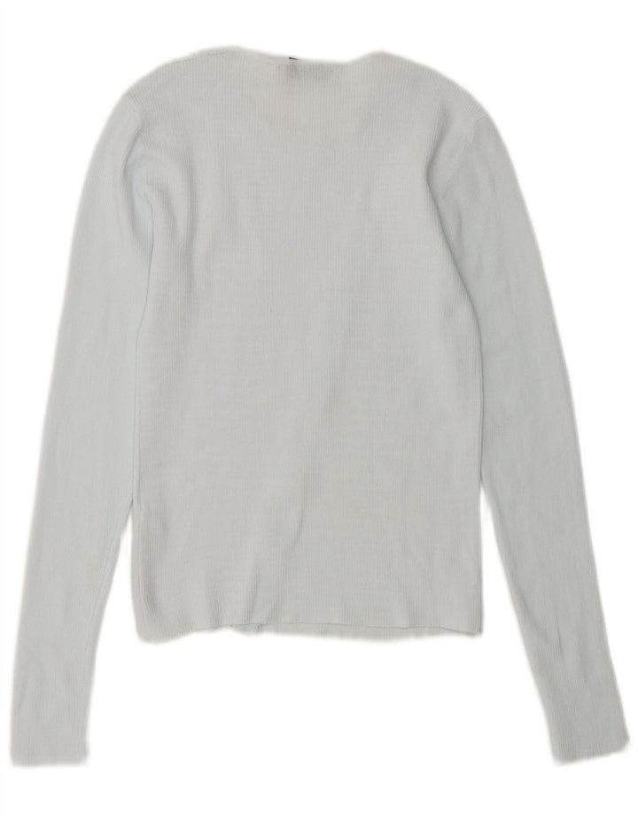 Zara Cardigan Crop Feminino Top UK 10 Pequeno Azul Nylon