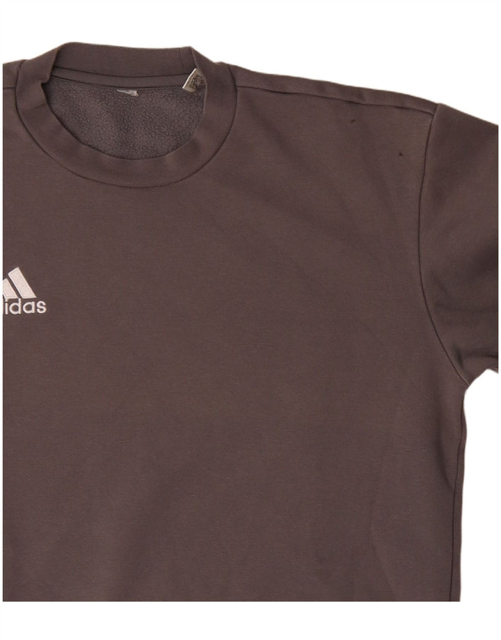 Adidas Mens Moletom Jumper Médio Algodão Cinza