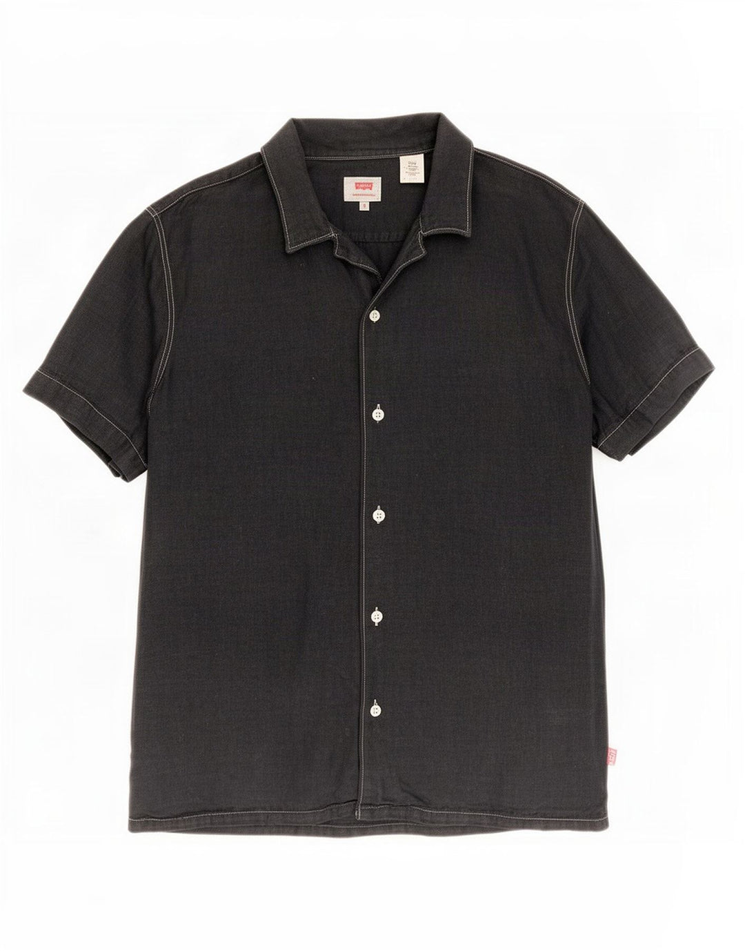 Camisa masculina Levi's manga curta regular fit pequena linho preto