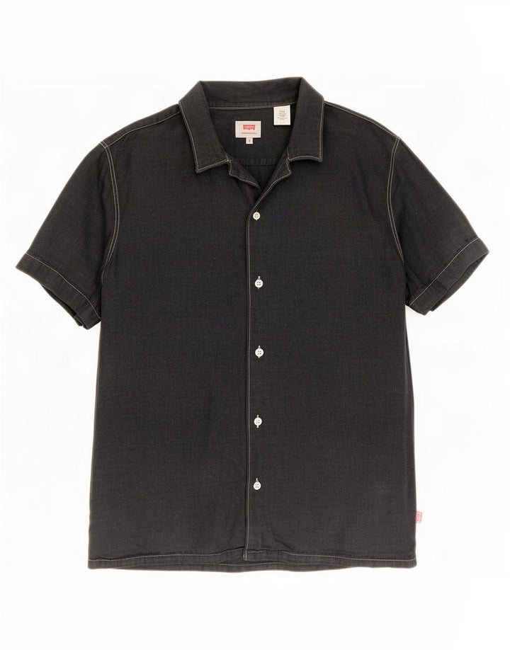 Camisa masculina Levi's manga curta regular fit pequena linho preto
